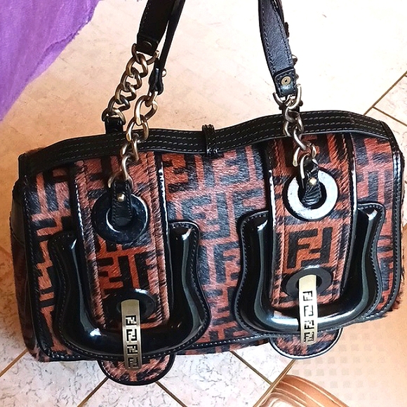FENDI - Zucca Print calf/pony hair bag,Authentic, BRAND NEW-Vintage - Picture 12 of 16